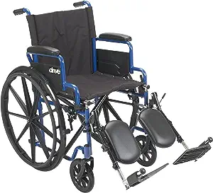 Drive Medical BLS18FBD-ELR Blue Streak Lightweight Wheelchair with Swing-Away Elevating Leg Rests and Flip-Back Arms